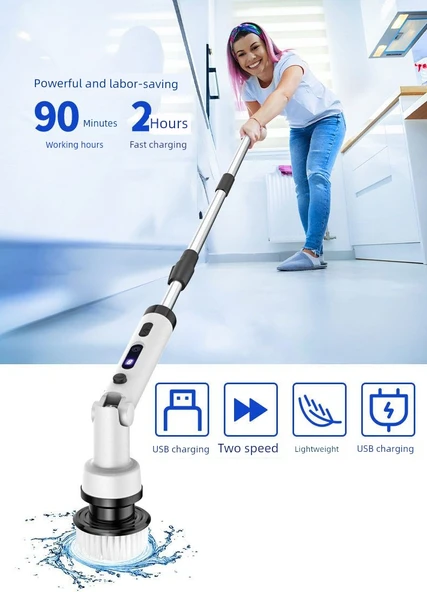 Elektrikli Temizlik Fırçası P10S Su Versiyonu - 6-in-1 Özellikli - 8