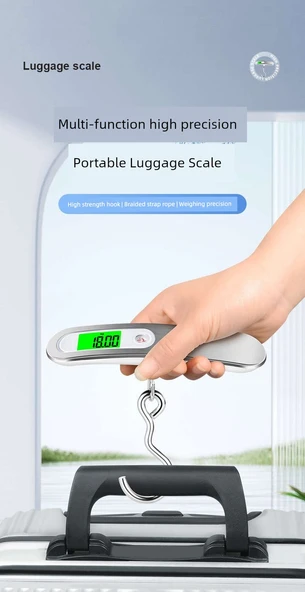 Taşınabilir 50kg Dijital Bagaj Tartısı - Paslanmaz Çelik Kanca - 6