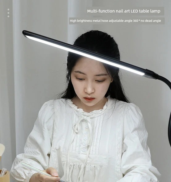 Çok Fonksiyonlu LED Tırnak Kirpik Lambası - Beyaz LED Masa Lambası Üç Renk Işık Ayarı - 7