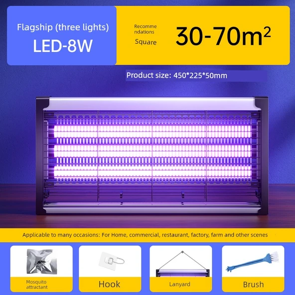 İç Mekan Sivrisinek Öldürücü Lamba - 220V Takılabilir - Üç Lamba - 8W - 30-70 m2