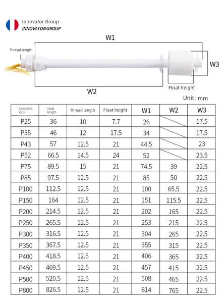 PP Plastik Anti-Korozyon Sıvı Seviye Float Anahtarı - 800mm 0~220V - 5
