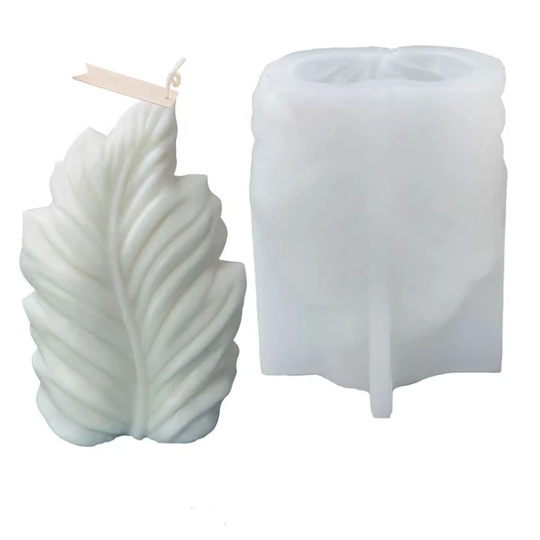 Silikon Mum 3D Geometrik Büyük Boy Yaprak Sabun Beton Ve Taş Tozu Kalıbı