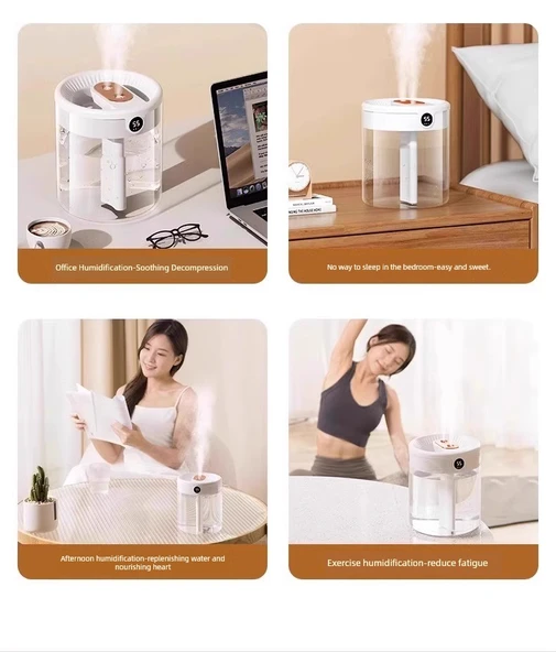 2L Büyük Kapasiteli Çift Sprey USB Nemlendirici - Cornus Officinalis Tozu - Amiral Gemisi - 12