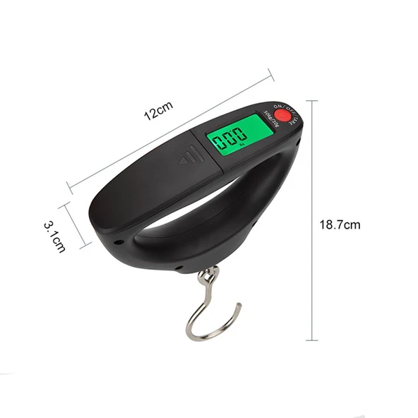 Yüksek Hassasiyetli 50kg Dijital Bagaj Tartısı - Kanca Siyah - 50kg/10g - 6