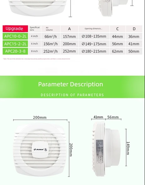 4 İnç Düz Sıra İki Çekme İp Anahtarlı Egzoz Fanı - 80cm Kablo + Cam Yapıştırıcı - 12
