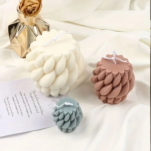 Silikon Mum Yağmur Damlası Şekilli Orta Boy 3D Geometrik Kavisli Sütun Sabun Kalıbı