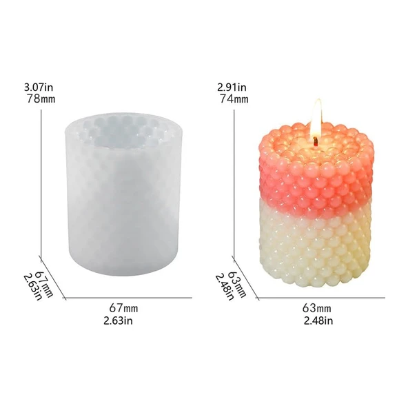 Silikon Mum Boncuk Kabarcıklı Sabun Kalıbı Sütun Mum Kalıbı 6.7X7.8 CM - 6