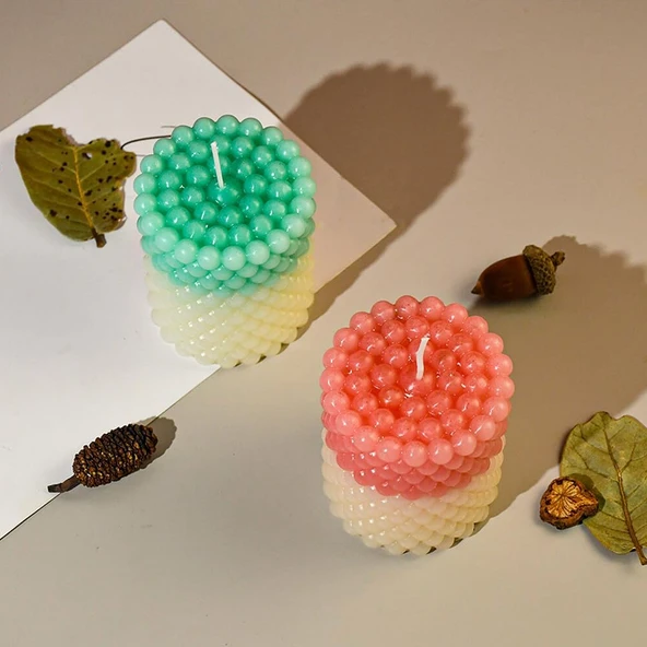 Silikon Mum Boncuk Kabarcıklı Sabun Kalıbı Sütun Mum Kalıbı 6.7X7.8 CM - 5