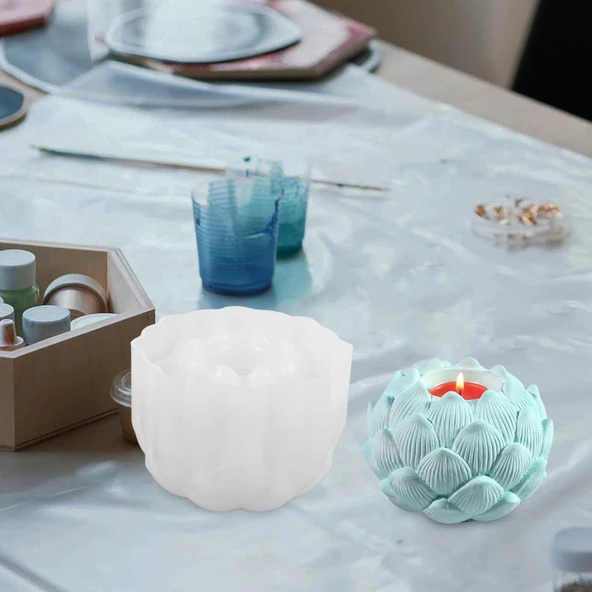 Silikon Çiçek Tomurcuğu Tealight Mumluk Kalıbı - 4