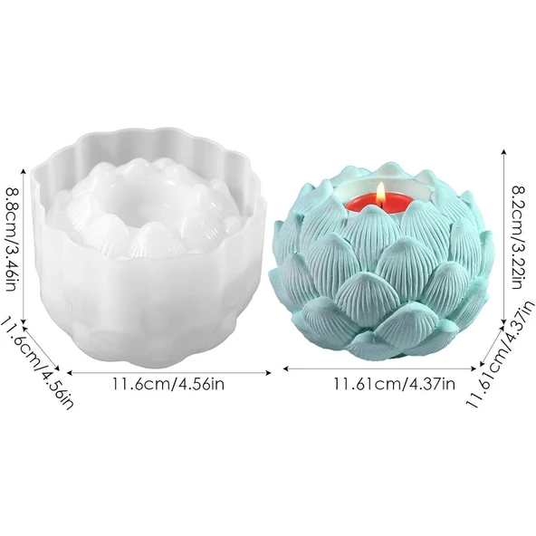 Silikon Çiçek Tomurcuğu Tealight Mumluk Kalıbı - 2