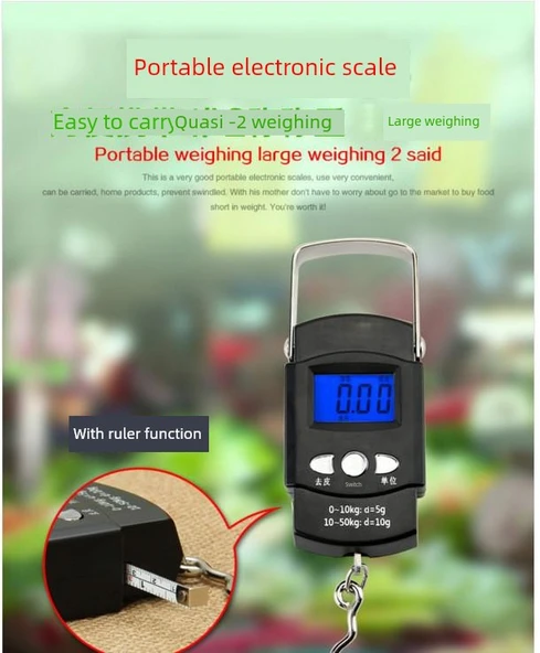 Dijital Asma Terazi 50kg/10g - İngilizce Ölçüm Bantlı - 10