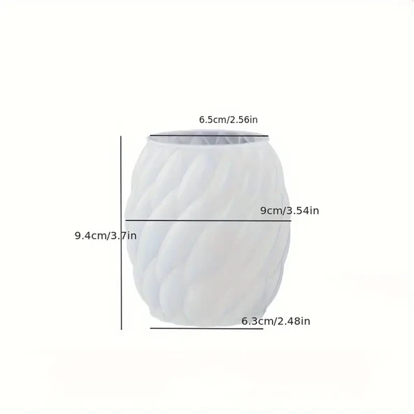 Silikon Mum Yağmur Damlası Şekilli Orta Boy 3D Geometrik Kavisli Sütun Sabun Kalıbı - 4