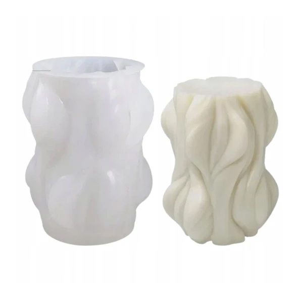 Silikon Büyük Dalga Mum Kalıbı Sütun Mum Kalıbı 9.1X7.3 CM