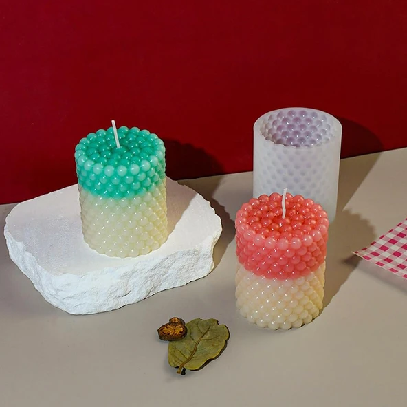 Silikon Mum Boncuk Kabarcıklı Sabun Kalıbı Sütun Mum Kalıbı 6.7X7.8 CM - 3