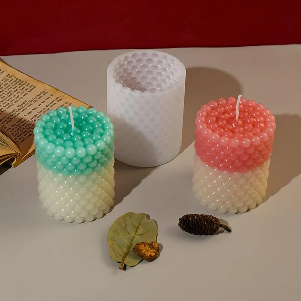 Silikon Mum Boncuk Kabarcıklı Sabun Kalıbı Sütun Mum Kalıbı 6.7X7.8 CM - 2