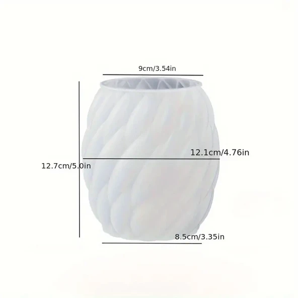 Silikon Mum Yağmur Damlası Şekilli Büyük Boy 3D Geometrik Kavisli Sütun Sabun Kalıbı - 3