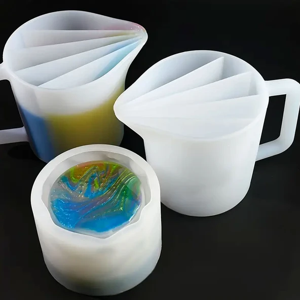 Epoksi Silikon 5 Bölmeli Kulplu Boya Karıştırma Ve Döküm Kabı 500 ML - Resim 5