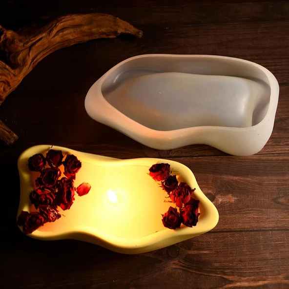 Epoksi Silikon Taş Tozu Beton Tekne Kase Mumluk Kalıbı - 3