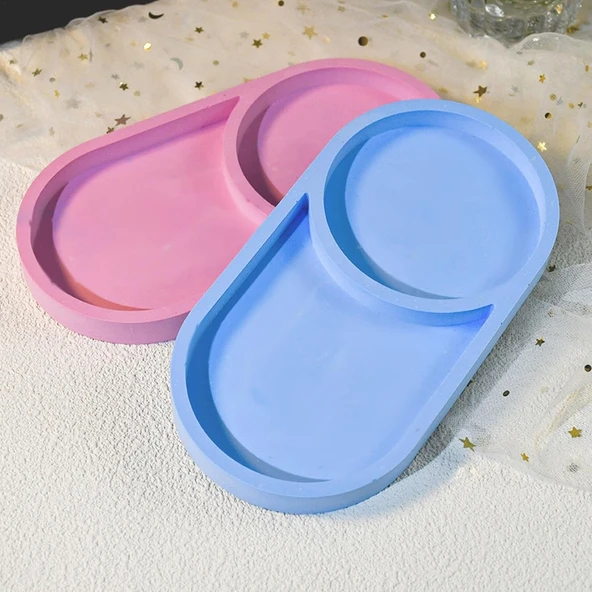 Epoksi Silikon Kalıp Oval Mini Tepsi Yuvarlak Bölmeli 18.4X9.9 CM - 2