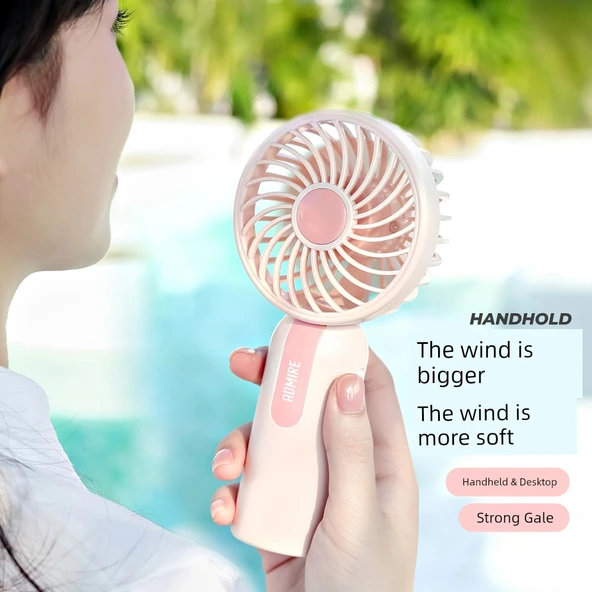 Taşınabilir Mini El Tipi USB Fan - Genç Yetişkin Pudra Rengi - 500mAh - 9