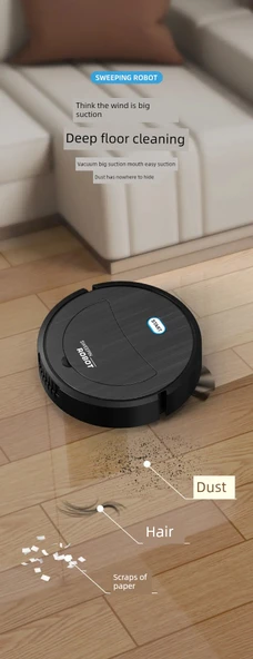Akıllı Şarj Edilebilir 3'ü 1 Arada Süpürme Emme Paspas Robot Süpürge - Beyaz - 8