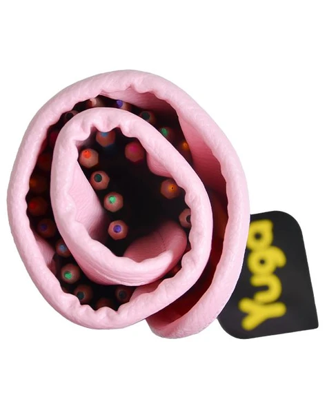 Yuga Suni Deri 36 Gözlü Rulo Kalemlik Pembe - 4