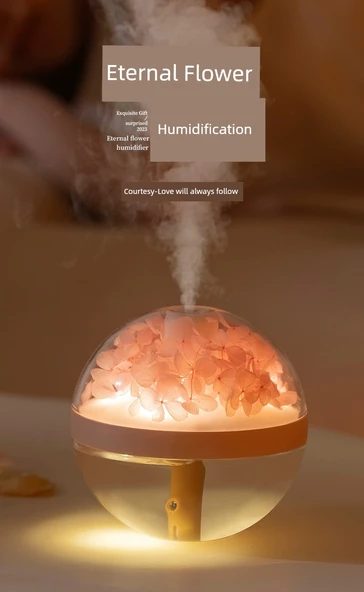 Kiraz Çiçeği Aromaterapi Nemlendirici - Sıcak Gece Işığı - Hediye Kutusu - Hediye Çantası - Lamba - Raffia - Kart - Esansiyel Yağ - 7
