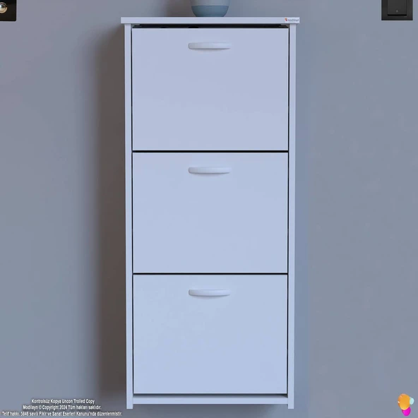 Modilayn WEST Asma Kapı Önü 52x116x26 cm’lik 3 Düşer Kapak 6 Göz Bölmeli Ayakkabılık - Resim 3