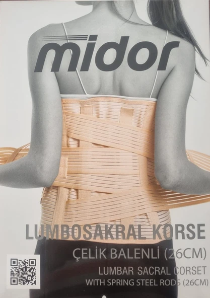 Midor Lumbosacral Çelik Korse 26cm Bedensiz