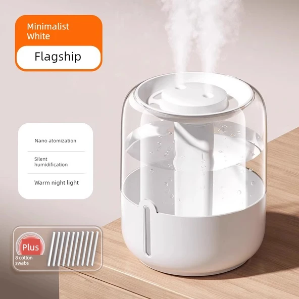 6.8L Büyük Kapasiteli İkili Sprey Nemlendirici - Minimalist Beyaz