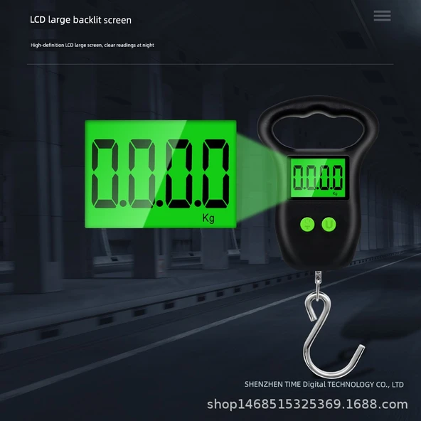 Yüksek Hassasiyetli 50kg Elektronik Bagaj Tartısı - Siyah Küçük Kanca ile Pil - 11
