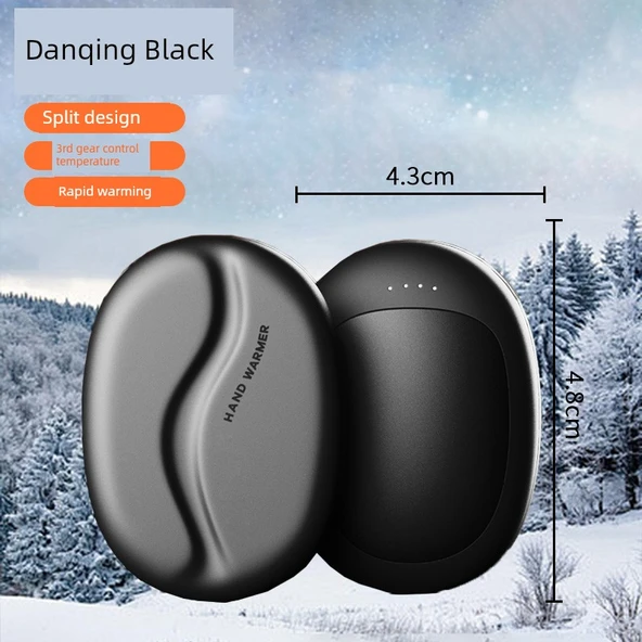 Kahve Çekirdeği Mini Manyetik USB Şarjlı El Isıtıcı - Siyah Kahve Çekirdeği - 5000mAh