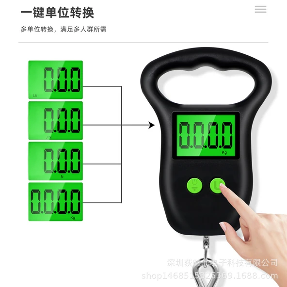 Yüksek Hassasiyetli 50kg Elektronik Bagaj Tartısı - Siyah Kanca ile Pil