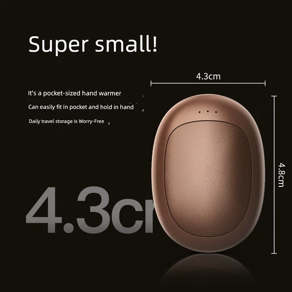 Kahve Çekirdeği Mini Manyetik USB Şarjlı El Isıtıcı - Kahverengi Kahve Çekirdeği - 5000mAh - 5