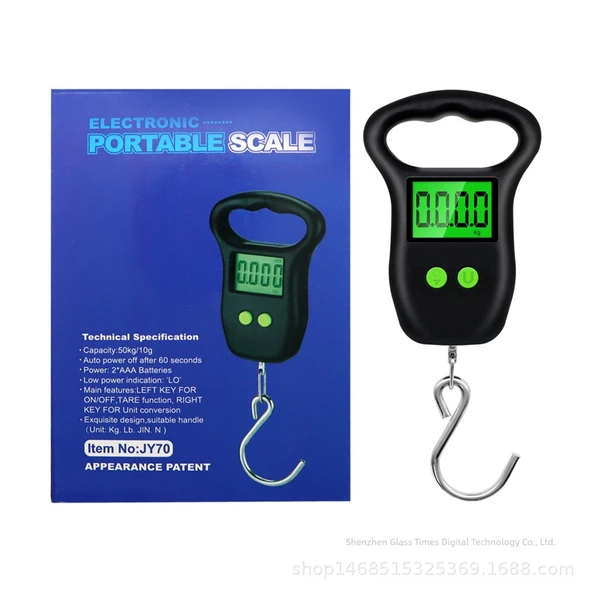 Yüksek Hassasiyetli 50kg Elektronik Bagaj Tartısı - Küçük Siyah Kanca - 4