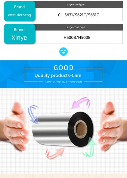 Güçlendirilmiş Etiket Yazıcı Mum Şeridi - 80mm x 300m - Wax Tabanlı - 5 Al 1 Bedava - 9