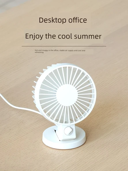 USB Masa Fanı - Süt Beyaz ve Kahve Rengi İkili Paket - Çift Fan Kanadı - Sessiz - 3