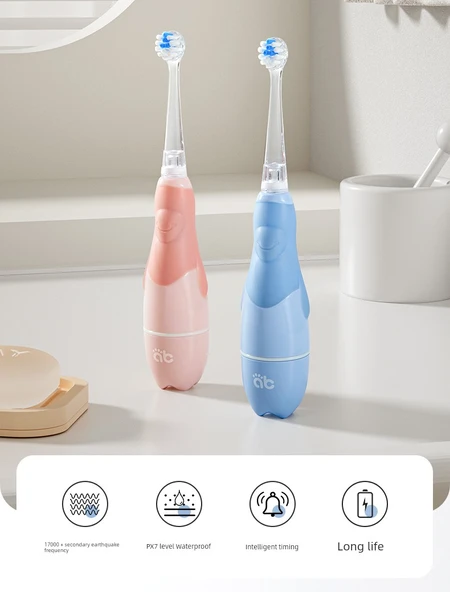 Elektrikli Diş Fırçası - Pembe - 5 Fırça Başlığı ve Pillerle - 8