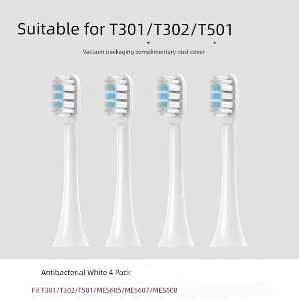Diş Fırçası Ucu - Beyaz - 4 Adet - T301/T302 Uyumlu