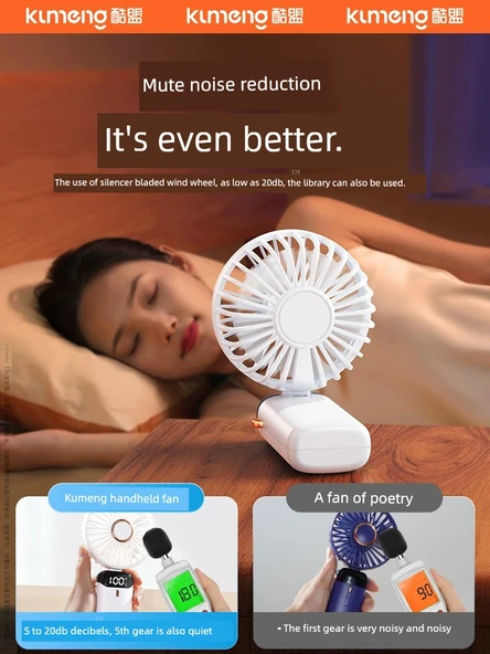 Taşınabilir USB Şarjlı Elektrikli Fan - 25 Saat Dyson Gri - Buz Duyusu Küçük Rüzgar Topu - 5 Hız Ayarlı - Akıllı Dijital Ekran - 5