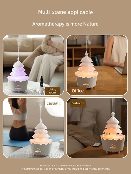 Noel Ağacı Nemlendirici - Noel Kırmızısı - Aromaterapi, Renkli Işık, Zamanlama Nemlendirme - 5