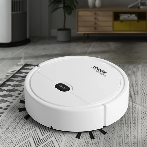Akıllı Temizlik Robotu - 23cm - Beyaz - 3'ü 1 Arada Elektrikli Süpürge - 5