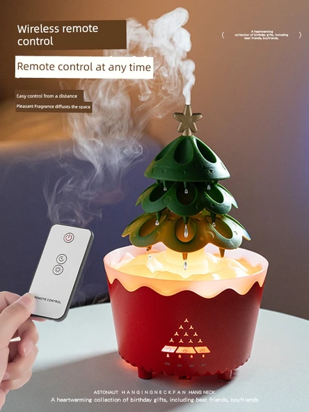 Noel Ağacı Nemlendirici - Noel Kırmızısı - Aromaterapi, Renkli Işık, Zamanlama Nemlendirme - 6