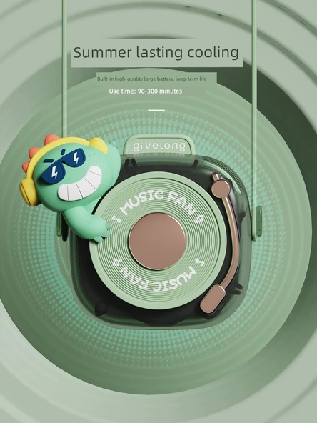 Çocuklar için Halter Fan - Soğuk Ejderha Matcha Yeşili ve Su Mavisi - 1200MAH - 3