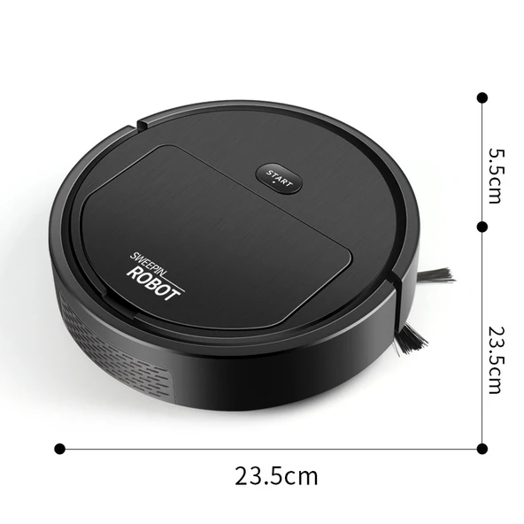 Akıllı Temizlik Robotu - 23cm - Siyah - 3'ü 1 Arada Elektrikli Süpürge - 6