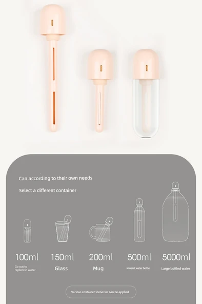 USB Masaüstü Mineral Su Şişesi Kaplı Nemlendirici - İnci Beyaz USB Tak-Çalıştır + Şarj Başlığı - Resim 11