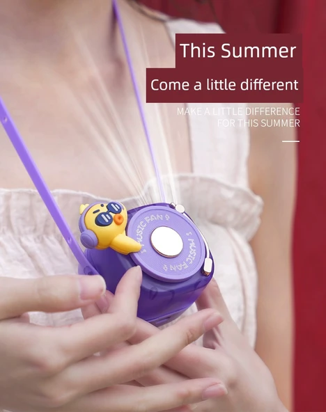 Çocuklar için Halter Fan - Soğuk Tavşan Sakura Pudrası - 1200MAH - 8