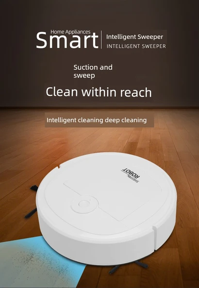 Otomatik Süpürme Robotu - Beyaz Geliştirilmiş Mikro Sessiz Süpürme Mop Bezi Fırçası * 2 - 7