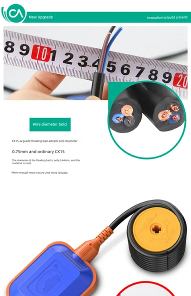 Otomatik Su Seviyesi Kontrol Float Anahtarı - Sınıf A Kalın 3m - 10