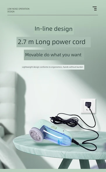 Elektrikli Kazak Tüy Alma Aleti - Yeşil Güncelleme 2.7m + 5 Altı Dişli Büyük Kesici Başlık + Kesici Ağı - 12